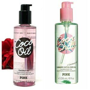 Victoria's Secret Pink Coco Oil & Coco chill Conditioning Body Oil 8 Oz X2 LOT
